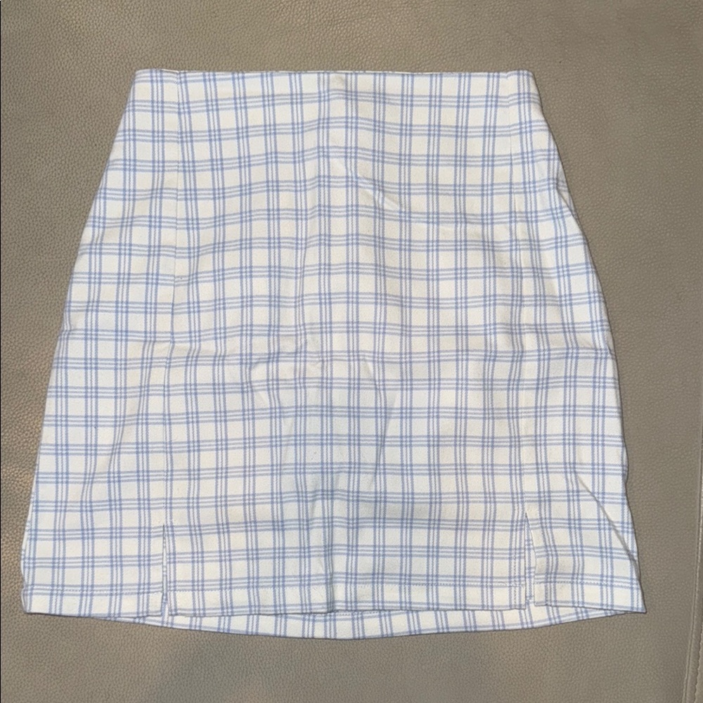 Brandy Melville Blue and White Plaid Women's Skirt